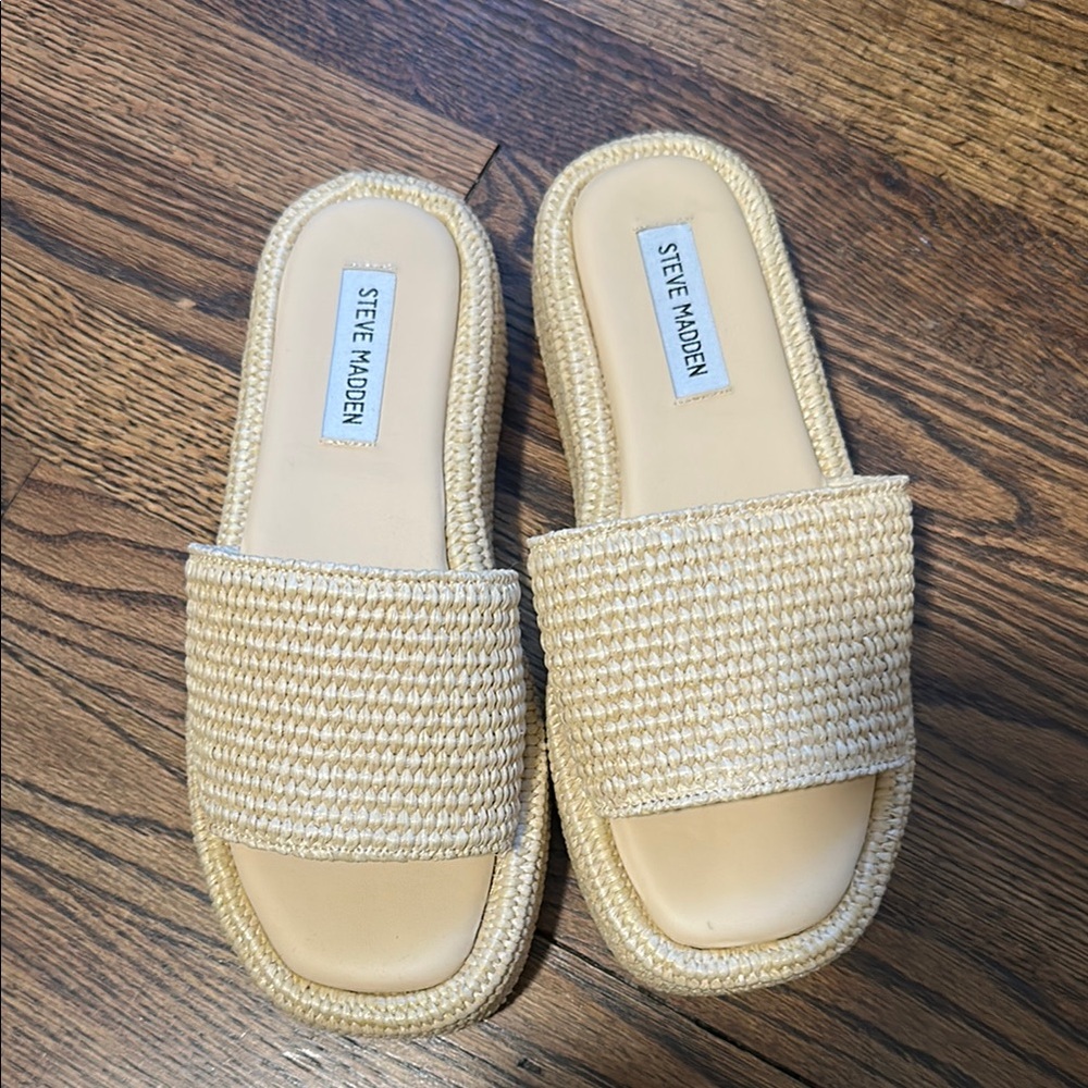 Steve Madden Women's Cream Woven Slide Sandals